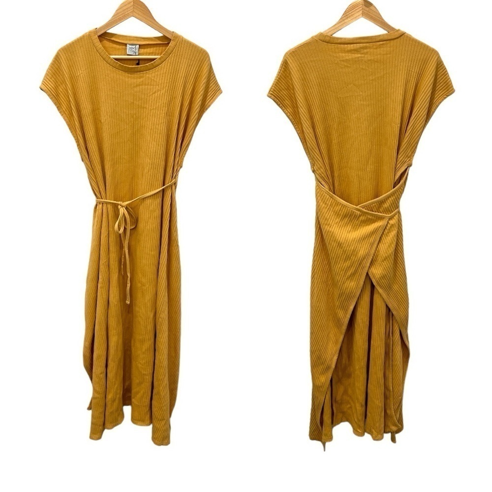 Baserange | Nwt Yellow Shaw Kaftan Sleeveless 100% Cotton Dress - Size Large — image 3 of 8